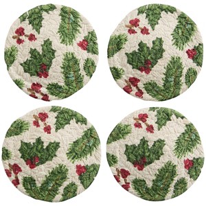Park Designs Boughs Of Holly Printed Braided Coasters Set of 4 - 1 of 2