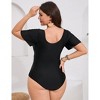 Women Plus Size One Piece Swimsuits Tummy Control Bathing Suits V Neck Ruffle Sleeve Swimwear - 2 of 4