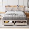 Coolmee Full/Queen/King Size Bed Frame with Storage Headboard, Upholstered Platform Beds with Drawers, Charging Station, Noise-Free - 3 of 4