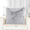 Cheer Collection Super Soft Shaggy Long Hair Throw Pillows Set of 2 - Gray Ombre (26" x 26") - 3 of 4