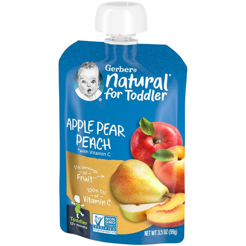 Gerber Toddler Apple Pear Peach Baby Food Pouch - 3.5oz, 3 of 12