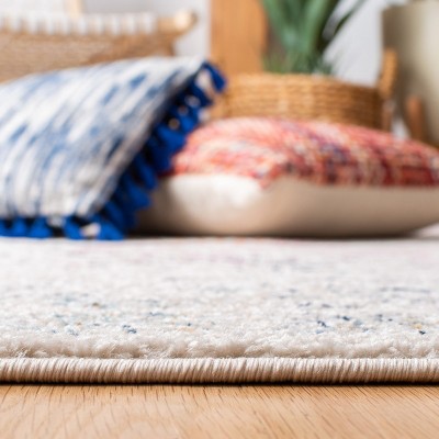 Ivory and Fuchsia Square Boho Chic Area Rug