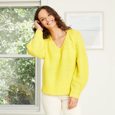 yellow pullover sweater women's