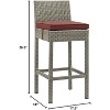 Modway Conduit Outdoor Bar Stool – Wicker Rattan Patio Seat in Light Gray Currant with Powder-Coated Aluminum Frame - 4 of 4