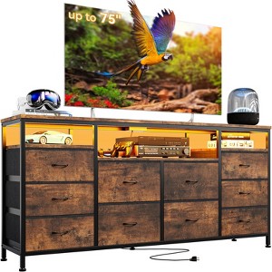 10 Drawer Dresser Tv Stand for 65 70 75 Inch Tv, 63" W Long Fabric Dresser Entertainment Center - 1 of 4