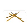 Dolonm 47.2" Rectangular Clear Tempered Glass Coffee Table,Stylish Design with Golden Metal Legs, Coffee Table for Living Room - 2 of 4