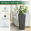 TUYOHW Set of 2 Tall Planters for Plants, 24" Tapered Tall Planters with Tray for Porch, Patio, Backyard, Large Planters for Outdoor Indoor Plants - 3 of 4