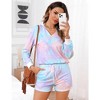 Women's Loungewear Printed Hooded Long Sleeve Sweatshirt Shorts Casual Homewear Set - 4 of 4