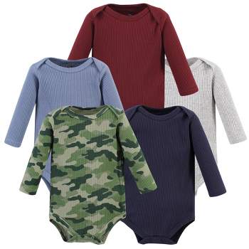 Hudson Baby Infant Boy Thermal Long Sleeve Bodysuits, Basic Camo