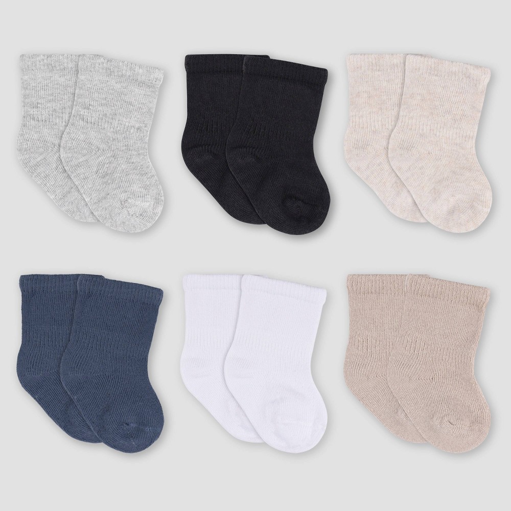 Gerber Baby 6pk Wiggle Proof Socks - Cream 0-6M: Infant Crew Socks, Cotton Blend, Machine Washable, Knit Construction