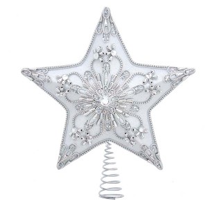 Kurt Adler 13.5-Inch 5-Point White and Silver Star Treetop - 1 of 4