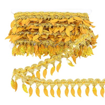 Sewing Fringe Trim, 11 Yards Leaf Tassel Sequin Trim Metallic Braided Lace Ribbon for DIY Craft Party Costume Curtain Decoration
