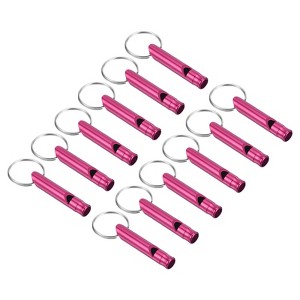 Unique Bargains Aluminum Alloy Camping Hunting Outdoor Survival Signal Whistles with Keychains 12 Pcs - 1 of 4