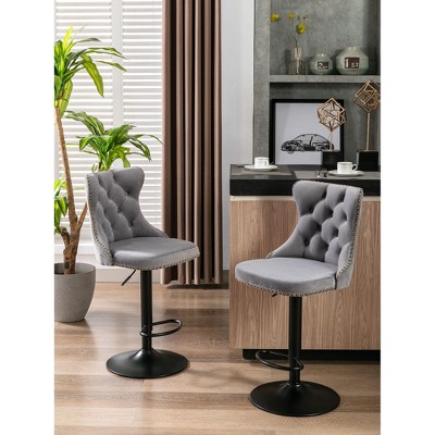 NicBex Dining Chairs Set of 2 Bar Stool Upholstered Chair Swivel Velvet chairs with Backs Comfortable Tufted for Home Pub and Kitchen Island