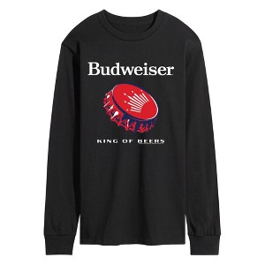 Men's Budweiser Bottle Cap Long Sleeve Graphic T-Shirt - Black