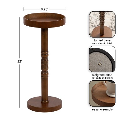 Bellport Rustic Brown Round Wood Pedestal End Table
