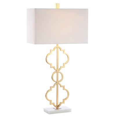 32" Iron Salina Ogee Trellis Modern Table Lamp (Includes LED Light Bulb) Gold - Jonathan Y