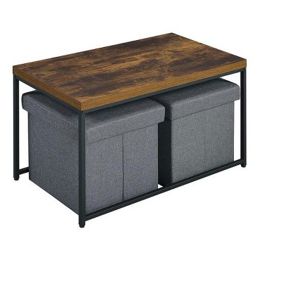 Murph Weathered Oak Wood Grain 3 Piece Coffee Table Set
