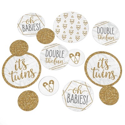 Big Dot of Happiness It's Twins - Gold Twins Baby Shower Giant Circle Confetti - Party Decorations - Large Confetti 27 Count