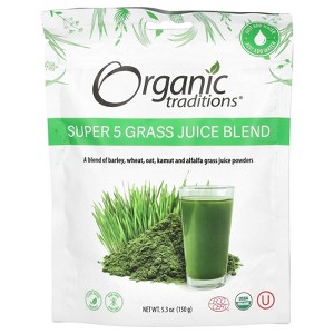 Organic Traditions Super 5 Grass Juice Blend, 5.3 oz (150 g) - 1 of 2