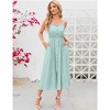 Women's Dress Casual Summer Spaghetti Strap Dress Button Down Sleeveless A Line Beach Swing Midi Sundress - 4 of 4