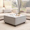 CAVINAS Storage Bench Large Square Storage Stool with 2 Storage Doors for Living Room - 3 of 4