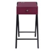 Royal Hampton Frame Side Table with X Shaped Legs and 1 Drawer, Purple and Black - 2 of 4