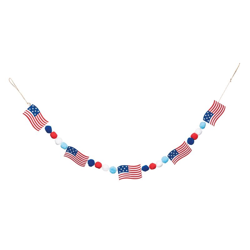 C&F Home 57.09" American Flag Garland 4th of July Patriotic Decoration, 1 of 5