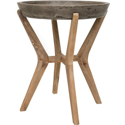 Celeste Dark Grey and Natural Concrete Round End Table
