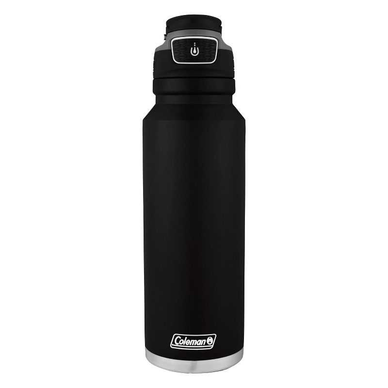 Coleman 40oz Stainless Steel Free Flow Vacuum Insulated Water Bottle with Leakproof Lid - Black, 1 of 8