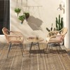 Barton 3-Pieces Outdoor Patio Set Chat Conversation Wicker Seat Cushion and Table, Beige - 3 of 4