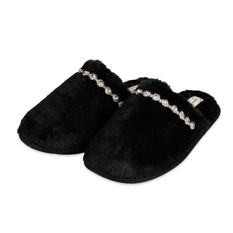 Jessica Simpson Women's Indoor/Outdoor Plush Bejeweled Slip-On Scuff Slippers, 4 of 6