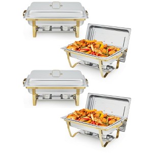 Stainless Steel Chafing Dishes for Buffet Set of 2/4/6,Buffet Servers and Warmers Set with Lid & Foldable Frame for Parties Wedding Catering Supplies - 1 of 4