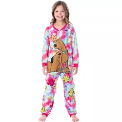Scooby-Doo Girls' Tie-Dye Flower Power Union Suit Footless Sleep Pajama (14/16)