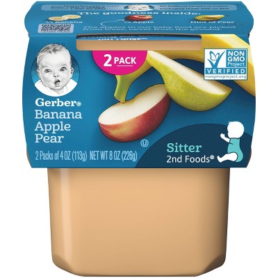 Gerber Sitter 2nd Foods Banana Apple Pear Baby Meals - 2ct/4oz Each