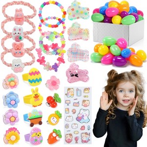 Skirfy Easter for Girls,49 PCS Toddlers Kids Toys ,Earrings,Rings,Hair Clip,Play Princess Toys for Dress Up,Easter Egg Classroom Peizes - 1 of 4