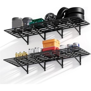 2 Pack Garage Storage Shelving Wall Mounted,1600 Lbs Heavy Duty Sturdy Storage Shelves, Warehouse Racks Folding Storage Tool Shelves, 2x6ft - 1 of 4