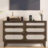 Rattan Dresser for Bedroom, 52.1" Wide 6 Drawer Dresser with Ample Storage, Dressers Large Chest of Drawers, Closet, Boho TV Stand for Bedroom - 3 of 4