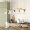 Modern Gold Linear Chandelier, 5-Light Kitchen Island Pendant, Rectangular Dining Room Lighting with Glass Shades - 2 of 4