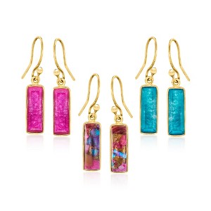 Ross-Simons Turquoise and Multicolored Quartz Jewelry Set: 3 Pairs Of Drop Earrings in 18kt Gold Over Sterling - 1 of 4