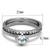 Slickblue Women’s Wedding Style Ring Set, Solitaire CZ with Accent Band, Polished Stainless Steel, Size 5–10 - 2 of 4
