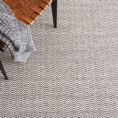 Ivory and Brown Hand-Knotted Wool Cotton 8' x 10' Rug
