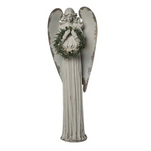 Transpac Resin 24.8 in. Grey Christmas Glitz Wreath Angel Figurine - 1 of 2