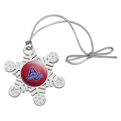 American University Primary Logo Metal Snowflake Christmas Tree Holiday Ornament