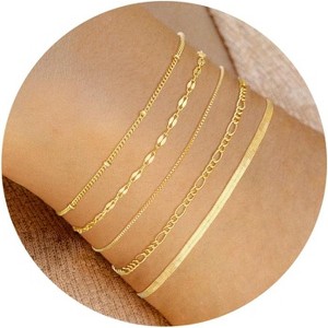 Gold Bracelets for Women, 14K Dainty Gold Plated Stackable Bracelets for Women Trendy Waterproof CZ Tennis Bracelet - 1 of 4