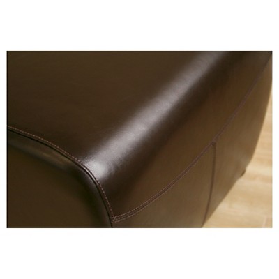 Dark Brown Leather Rounded Cocktail Ottoman