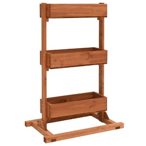 Aghana Digitals Rustic Brown Firwood Plant Stand - 3-Tier Rectangular Indoor/Outdoor Durable Shelf - 1 of 4