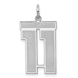 Black Bow Jewelry Sterling Silver, Jersey Collection, Large Number 11 Pendant - 1 of 4