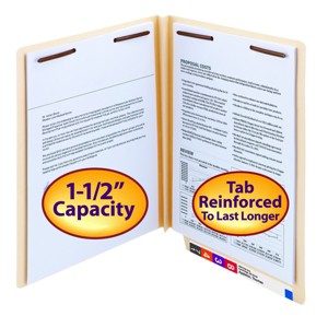 Smead End Tab Fastener File Folder, Shelf-Master  Reinforced Straight-Cut Tab, 2 Fasteners, Letter Size, Manila, 50 per Box (34276) - 1 of 4