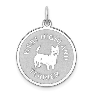 Black Bow Jewelry Sterling Silver Laser Etched West Highland Terrier Pendant, 19mm - 1 of 4